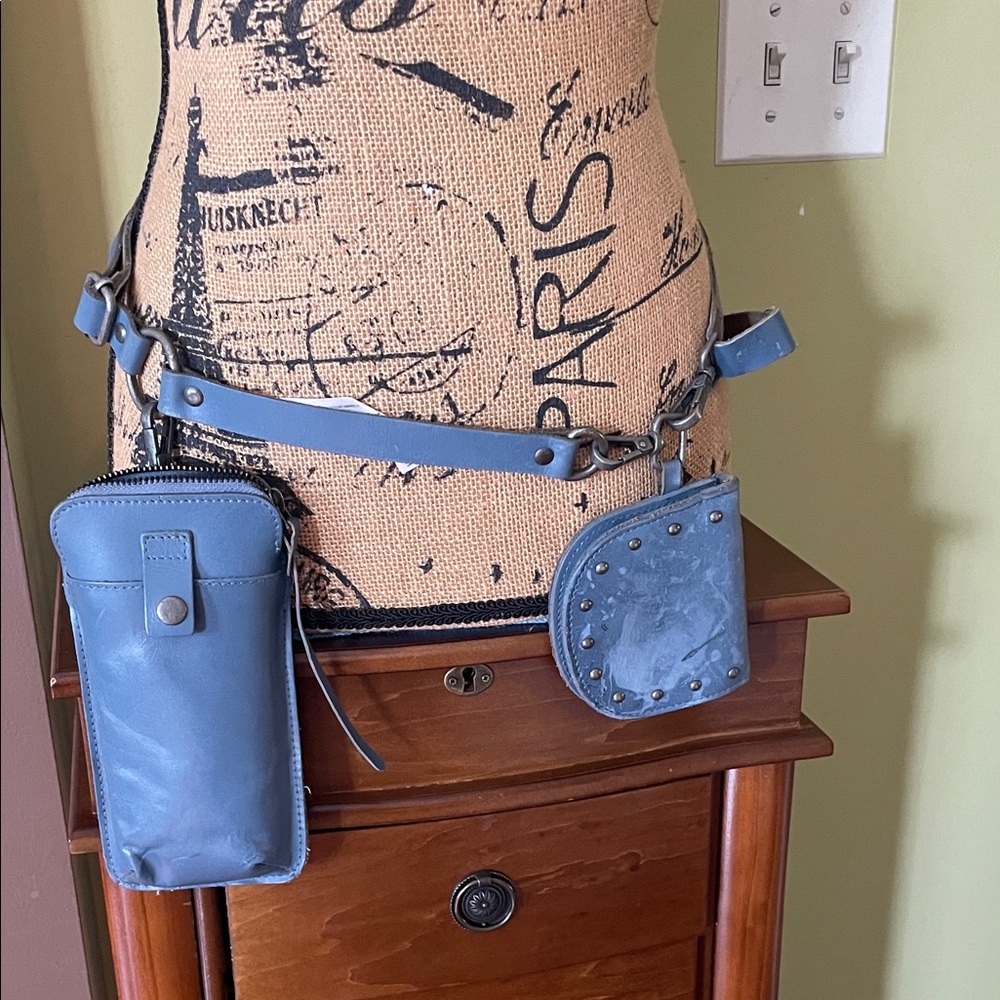 Free People Blue Leather Phone Holder